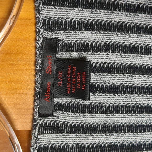 ALISON SHERI* faux belt y2k long sleeve ribbed striped grey/black round neck - Picture 7 of 12